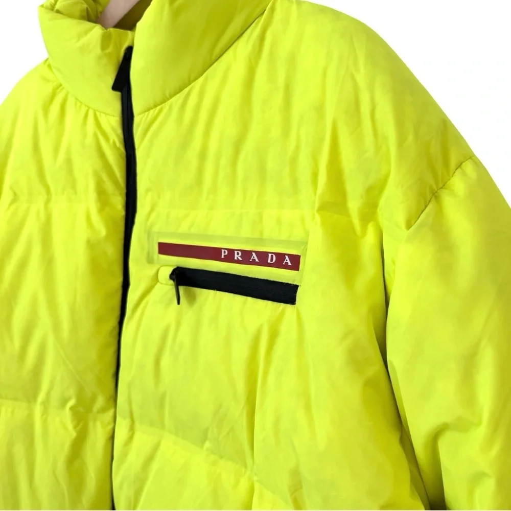 Prada Linea Rossa‎ Down Puffer Coat Neon Yellow LR-HX015 Size XXL